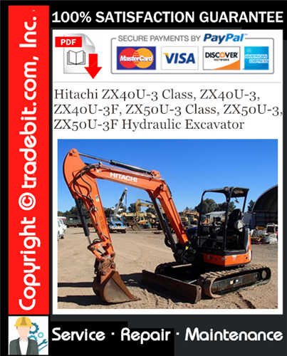 Thumbnail Hitachi ZX40U-3 Class, ZX40U-3, ZX40U-3F, ZX50U-3 Class, ZX50U-3, ZX50U-3F Hydraulic Excavator Service Repair Manual + Circuit Diagram Download ★