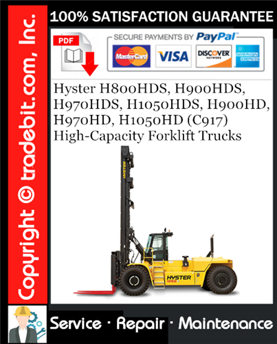 Thumbnail Hyster H800HDS, H900HDS, H970HDS, H1050HDS, H900HD, H970HD, H1050HD (C917) High-Capacity Forklift Trucks Service Repair Manual Download ★