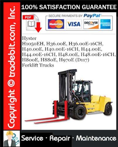 Thumbnail Hyster H1050EH, H36.00E, H36.00E-16CH, H40.00E, H40.00E-16CH, H44.00E, H44.00E-16CH, H48.00E, H48.00E-16CH, H800E, H880E, H970E (D117) Forklift Trucks Service Repair Manual Download ★