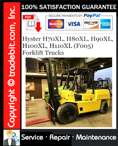 Thumbnail Hyster H70XL, H80XL, H90XL, H100XL, H110XL (F005) Forklift Trucks Service Repair Manual Download ★