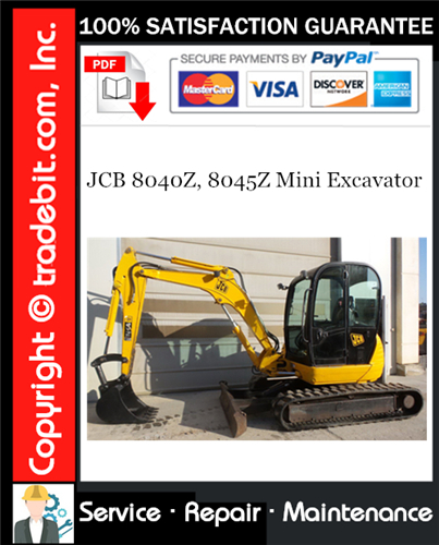 Thumbnail JCB 8040Z, 8045Z Mini Excavator Service Repair Manual Download ★