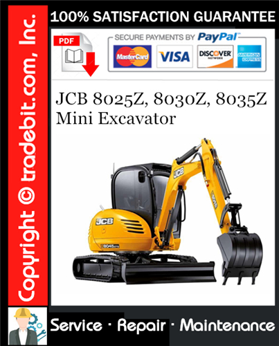 Thumbnail JCB 8025Z, 8030Z, 8035Z Mini Excavator Service Repair Manual Download ★