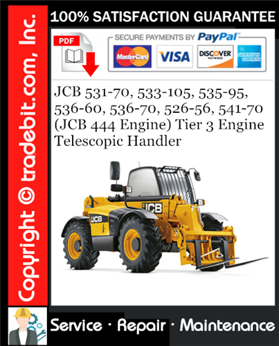 Thumbnail JCB 531-70, 533-105, 535-95, 536-60, 536-70, 526-56, 541-70 (JCB 444 Engine) Tier 3 Engine Telescopic Handler Service Repair Manual Download ★