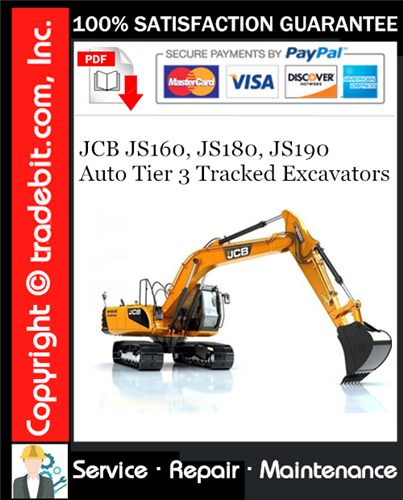 Thumbnail JCB JS160, JS180, JS190 Auto Tier 3 Tracked Excavators Service Repair Manual Download ★