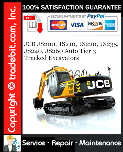 Thumbnail JCB JS200, JS210, JS220, JS235, JS240, JS260 Auto Tier 3 Tracked Excavators Service Repair Manual Download ★