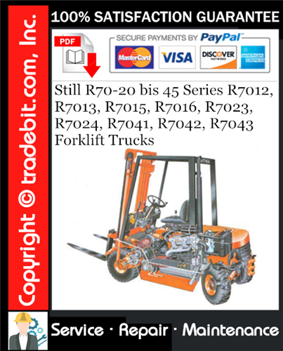 Thumbnail Still R70-20 bis 45 Series R7012, R7013, R7015, R7016, R7023, R7024, R7041, R7042, R7043 Forklift Trucks Service Repair Manual Download ★ Thumbnail Still R70-20 bis 45 Series R7012, R7013, R7015, R7016, R7023, R7024, R7041, R7042, R7043 Forklift Trucks Service Repair Manual Download ★