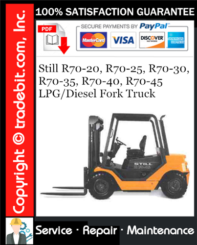 Thumbnail Still R70-20, R70-25, R70-30, R70-35, R70-40, R70-45 LPG/Diesel Fork Truck Service Repair Manual Download ★