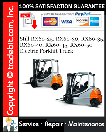 Thumbnail Still RX60-25, RX60-30, RX60-35, RX60-40, RX60-45, RX60-50 Electric Forklift Truck Service Repair Manual Download ★ Thumbnail Still RX60-25, RX60-30, RX60-35, RX60-40, RX60-45, RX60-50 Electric Forklift Truck Service Repair Manual Download ★