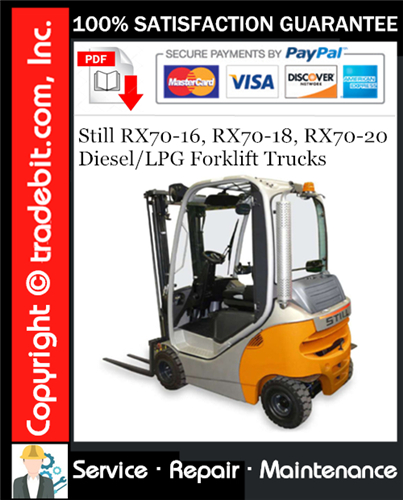 Thumbnail Still RX70-16, RX70-18, RX70-20 Diesel/LPG Forklift Trucks Service Repair Manual Download ★ Thumbnail Still RX70-16, RX70-18, RX70-20 Diesel/LPG Forklift Trucks Service Repair Manual Download ★