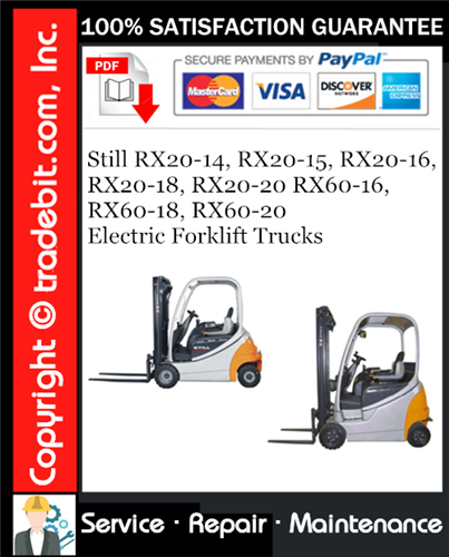 Thumbnail Still RX20-14, RX20-15, RX20-16, RX20-18, RX20-20 RX60-16, RX60-18, RX60-20 Electric Forklift Trucks Service Repair Manual Download ★ Thumbnail Still RX20-14, RX20-15, RX20-16, RX20-18, RX20-20 RX60-16, RX60-18, RX60-20 Electric Forklift Trucks Service Repair Manual Download ★