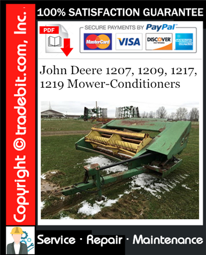 Thumbnail John Deere 1207, 1209, 1217, 1219 Mower-Conditioners Service Repair Manual Download ★