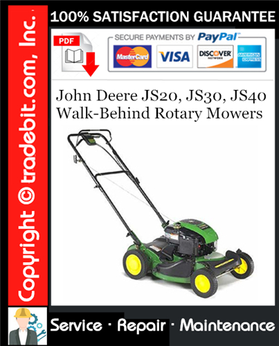 Thumbnail John Deere JS20, JS30, JS40 Walk-Behind Rotary Mowers Service Repair Manual Download ★ Thumbnail John Deere JS20, JS30, JS40 Walk-Behind Rotary Mowers Service Repair Manual Download ★