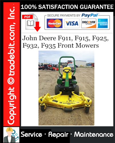 Thumbnail John Deere F911, F915, F925, F932, F935 Front Mowers Service Repair Manual Download ★