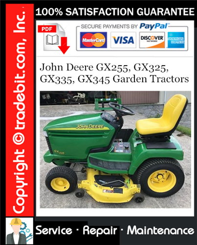Thumbnail John Deere GX255, GX325, GX335, GX345 Garden Tractors Service Repair Manual Download ★ Thumbnail John Deere GX255, GX325, GX335, GX345 Garden Tractors Service Repair Manual Download ★