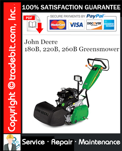 Thumbnail John Deere 180B, 220B, 260B Greensmower Service Repair Manual Download ★