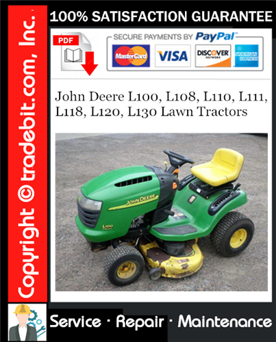Thumbnail John Deere L100, L108, L110, L111, L118, L120, L130 Lawn Tractors Service Repair Manual Download ★