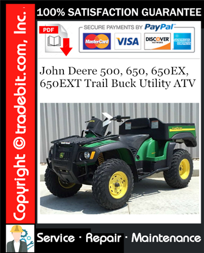 Thumbnail John Deere 500, 650, 650EX, 650EXT Trail Buck Utility ATV Service Repair Manual Download ★ Thumbnail John Deere 500, 650, 650EX, 650EXT Trail Buck Utility ATV Service Repair Manual Download ★