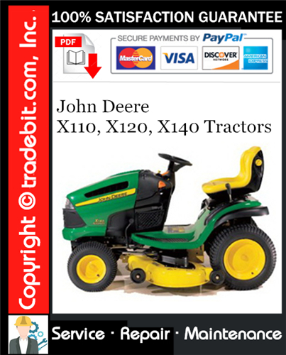 Thumbnail John Deere X110, X120, X140 Tractors Service Repair Manual Download ★