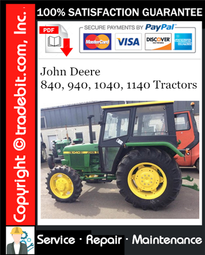 Thumbnail John Deere 840, 940, 1040, 1140 Tractors Service Repair Manual Download ★