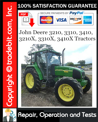 Thumbnail John Deere 3210, 3310, 3410, 3210X, 3310X, 3410X Tractors Repair & Operation and Tests Technical Manual Download ★