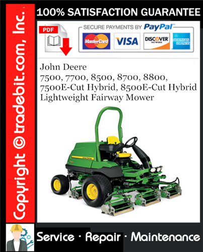 Thumbnail John Deere 7500, 7700, 8500, 8700, 8800, 7500E-Cut Hybrid, 8500E-Cut Hybrid Lightweight Fairway Mower Service Repair Manual Download ★