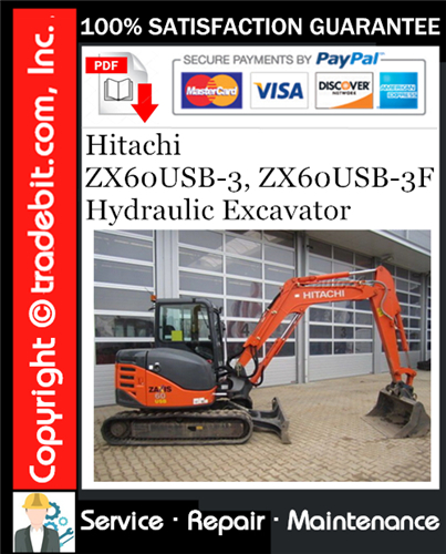 Thumbnail Hitachi ZX60USB-3, ZX60USB-3F Hydraulic Excavator Service Repair Manual Download ★