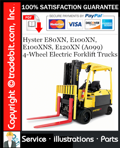 Thumbnail Hyster E80XN, E100XN, E100XNS, E120XN (A099) 4-Wheel Electric Forklift Trucks Parts Manual Download ★