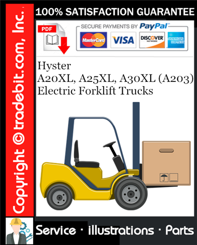Thumbnail Hyster A20XL, A25XL, A30XL (A203) Electric Forklift Trucks Parts Manual Download ★