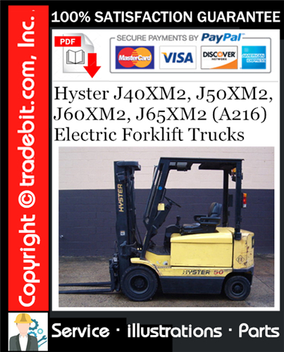 Thumbnail Hyster J40XM2, J50XM2, J60XM2, J65XM2 (A216) Electric Forklift Trucks Parts Manual Download ★