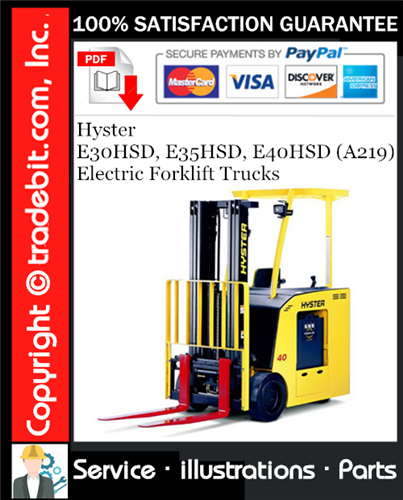 Thumbnail Hyster E30HSD, E35HSD, E40HSD (A219) Electric Forklift Trucks Parts Manual Download ★