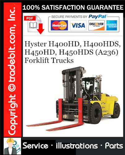 Thumbnail Hyster H400HD, H400HDS, H450HD, H450HDS (A236) Forklift Trucks Parts Manual Download ★