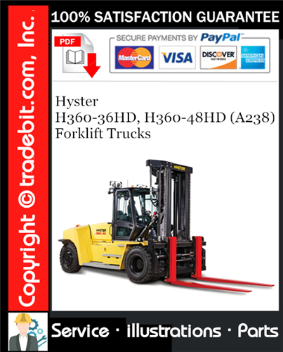 Thumbnail Hyster H360-36HD, H360-48HD (A238) Forklift Trucks Parts Manual Download ★
