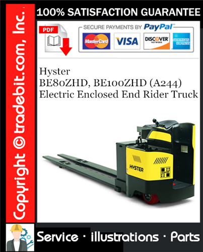 Thumbnail Hyster BE80ZHD, BE100ZHD (A244) Electric Enclosed End Rider Truck Parts Manual Download ★