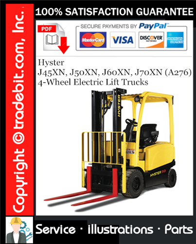 Thumbnail Hyster J45XN, J50XN, J60XN, J70XN (A276) 4-Wheel Electric Lift Trucks Parts Manual Download ★