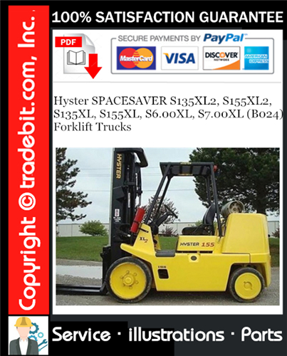 Thumbnail Hyster SPACESAVER S135XL2, S155XL2, S135XL, S155XL, S6.00XL, S7.00XL (B024) Forklift Trucks Parts Manual Download ★