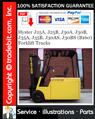 Thumbnail Hyster J25A, J25B, J30A, J30B, J35A, J35B, J30AS, J30BS (B160) Forklift Trucks Parts Manual Download ★