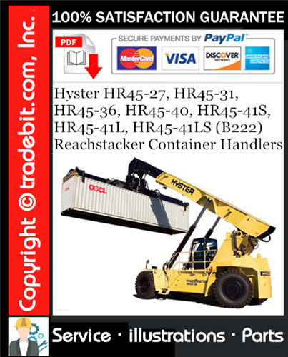 Thumbnail Hyster HR45-27, HR45-31, HR45-36, HR45-40, HR45-41S, HR45-41L, HR45-41LS (B222) Reachstacker Container Handlers Parts Manual Download ★