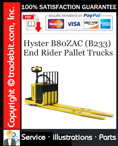 Thumbnail Hyster B80ZAC (B233) End Rider Pallet Trucks Parts Manual Download ★