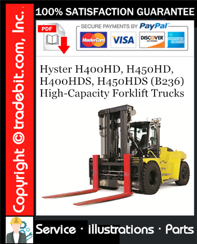 Thumbnail Hyster H400HD, H450HD, H400HDS, H450HDS (B236) High-Capacity Forklift Trucks Parts Manual Download ★