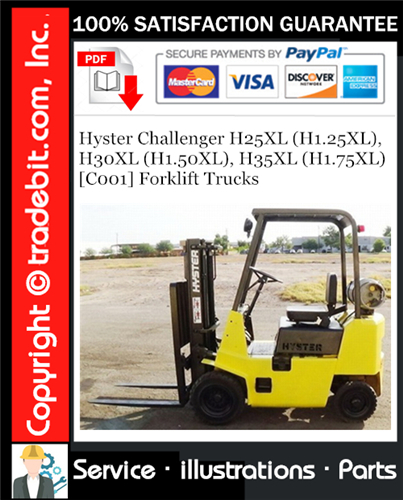 Thumbnail Hyster Challenger H25XL (H1.25XL), H30XL (H1.50XL), H35XL (H1.75XL) [C001] Forklift Trucks Parts Manual Download ★