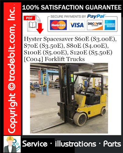Thumbnail Hyster Spacesaver S60E (S3.00E), S70E (S3.50E), S80E (S4.00E), S100E (S5.00E), S120E (S5.50E) [C004] Forklift Trucks Parts Manual Download ★