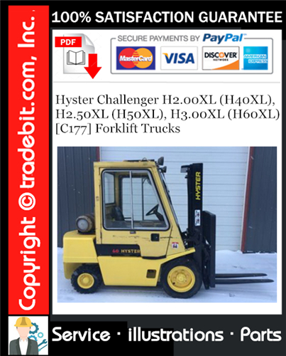Thumbnail Hyster Challenger H2.00XL (H40XL), H2.50XL (H50XL), H3.00XL (H60XL) [C177] Forklift Trucks Parts Manual Download ★
