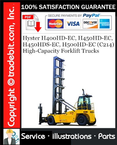 Thumbnail Hyster H400HD-EC, H450HD-EC, H450HDS-EC, H500HD-EC (C214) High-Capacity Forklift Trucks Parts Manual Download ★