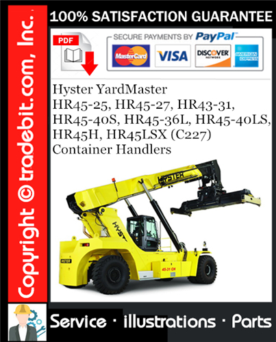 Thumbnail Hyster YardMaster HR45-25, HR45-27, HR43-31, HR45-40S, HR45-36L, HR45-40LS, HR45H, HR45LSX (C227) Container Handlers Parts Manual Download ★