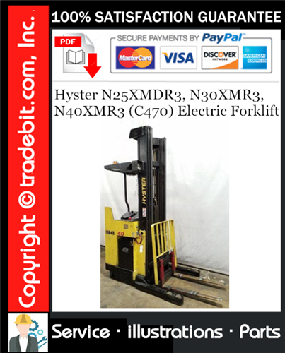 Thumbnail Hyster N25XMDR3, N30XMR3, N40XMR3 (C470) Electric Forklift Parts Manual Download ★