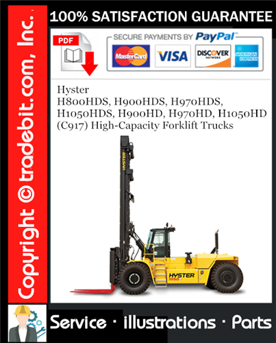 Thumbnail Hyster H800HDS, H900HDS, H970HDS, H1050HDS, H900HD, H970HD, H1050HD (C917) High-Capacity Forklift Trucks Parts Manual Download ★