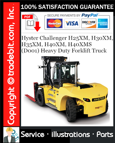 Thumbnail Hyster Challenger H25XM, H30XM, H35XM, H40XM, H40XMS (D001) Heavy Duty Forklift Truck Parts Manual Download ★