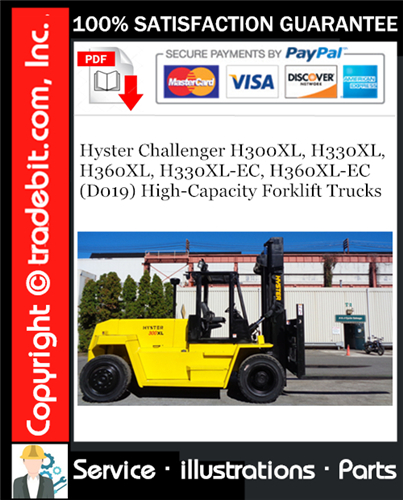 Thumbnail Hyster Challenger H300XL, H330XL, H360XL, H330XL-EC, H360XL-EC (D019) High-Capacity Forklift Trucks Parts Manual Download ★