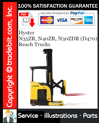 Thumbnail Hyster N35ZR, N40ZR, N30ZDR (D470) Reach Trucks Parts Manual Download ★