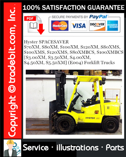 Thumbnail Hyster SPACESAVER S70XM, S80XM, S100XM, S120XM, S80XMS, S100XMS, S120XMS, S80XMBCS, S100XMBCS [S3.00XM, S3.50XM, S4.00XM, S4.50XM, S5.50XM] (E004) Forklift Trucks Parts Manual Download ★